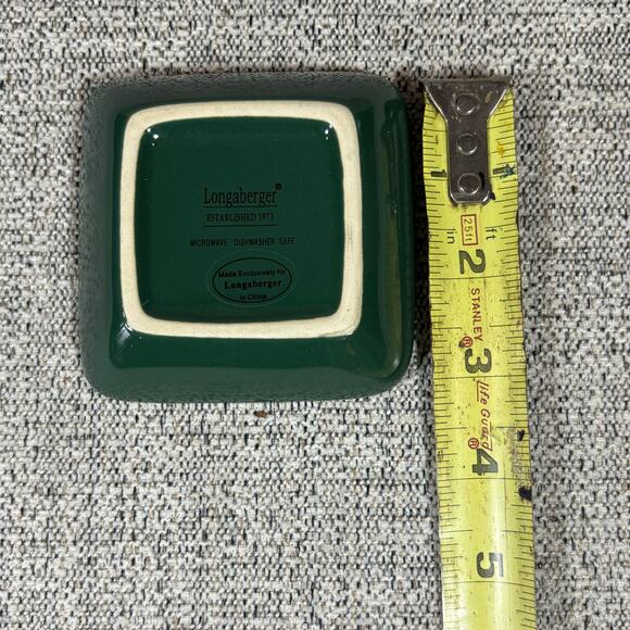 Longaberger 3x3 Square Dish Microwave Dishwasher Safe Green - Picture 4 of 4